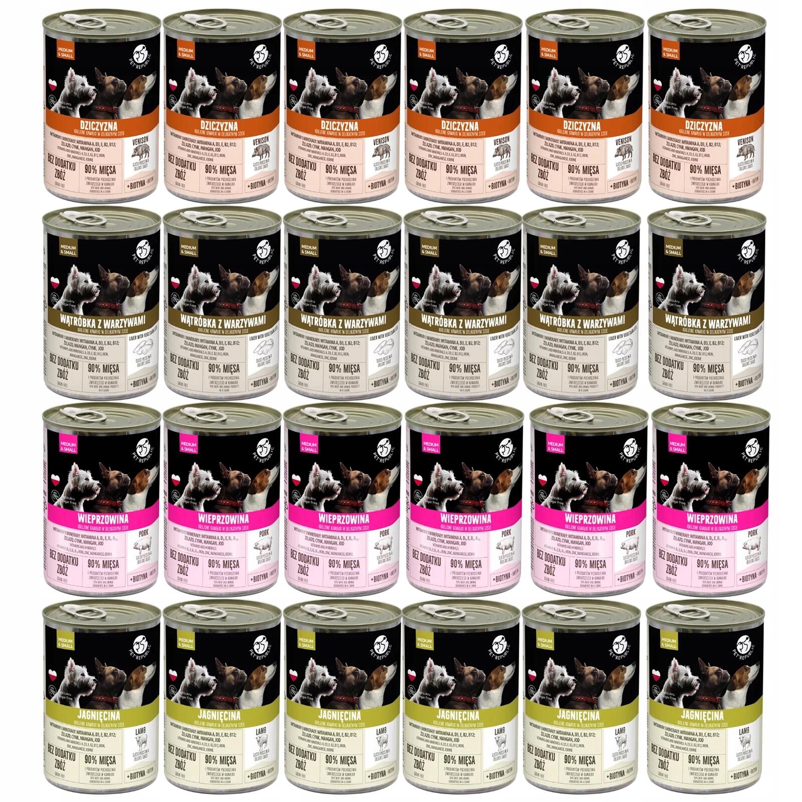 Mokra karma dla psa PetRepublic Kawałki W Sosie MIX Smaków 24x400g .