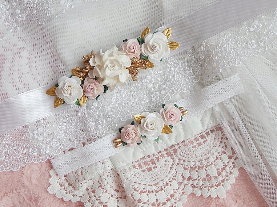 RÓŻANY Zestaw do chrztu OPASKA i PASEK do sukienki Rozmiar 68