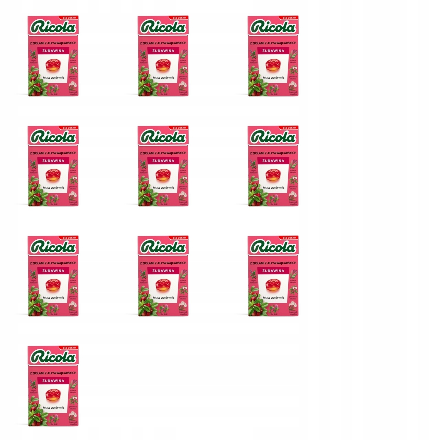10 x 27,5 g Ricola bonbóny osvěžující bylinné brusinky