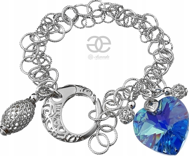 Krystaly Krásný náramek Sapphire Srdce Stříbro