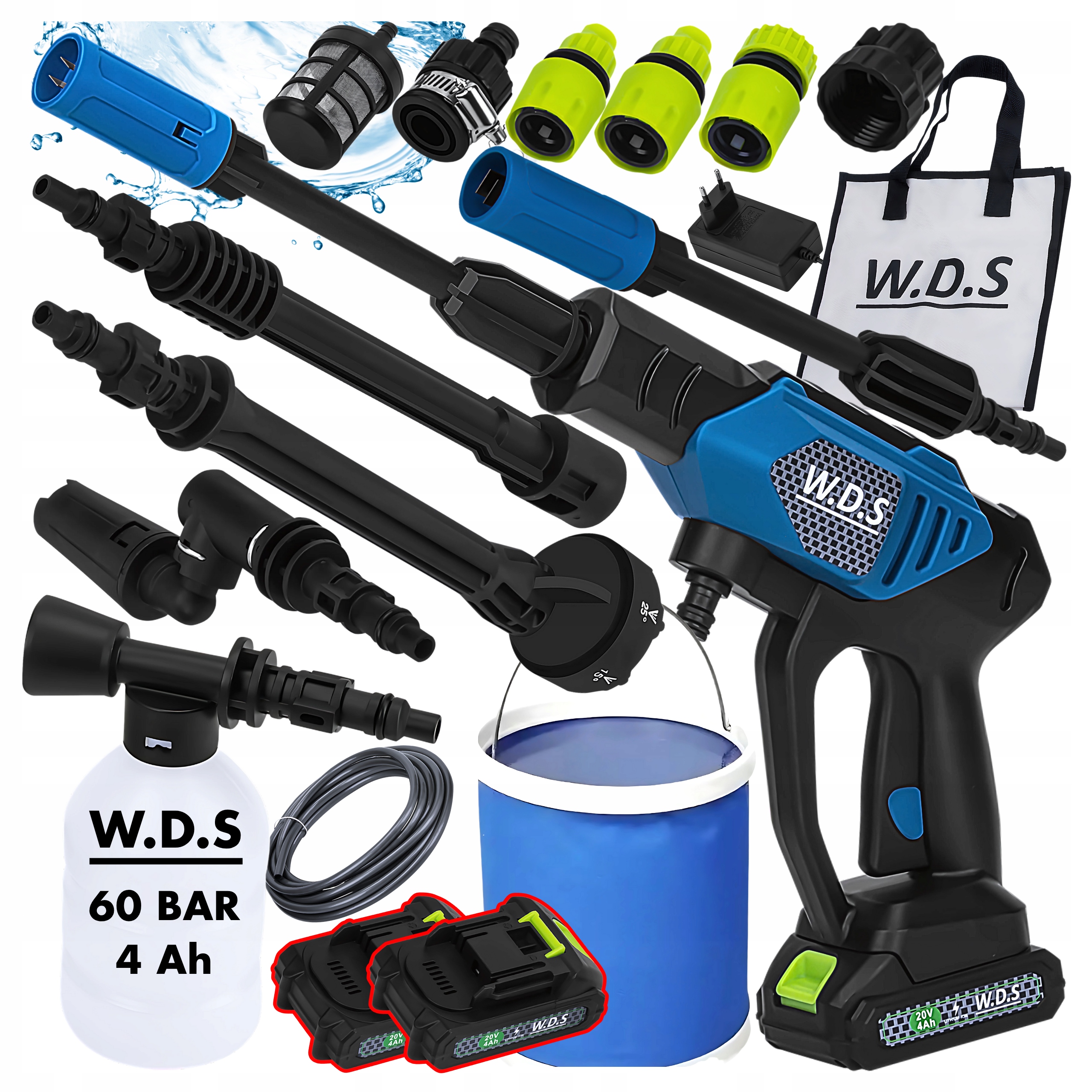 Myjka wysokociśnieniowa akumulatorowa 60 bar 160 l/h 20v 4ah bezprzewodowa