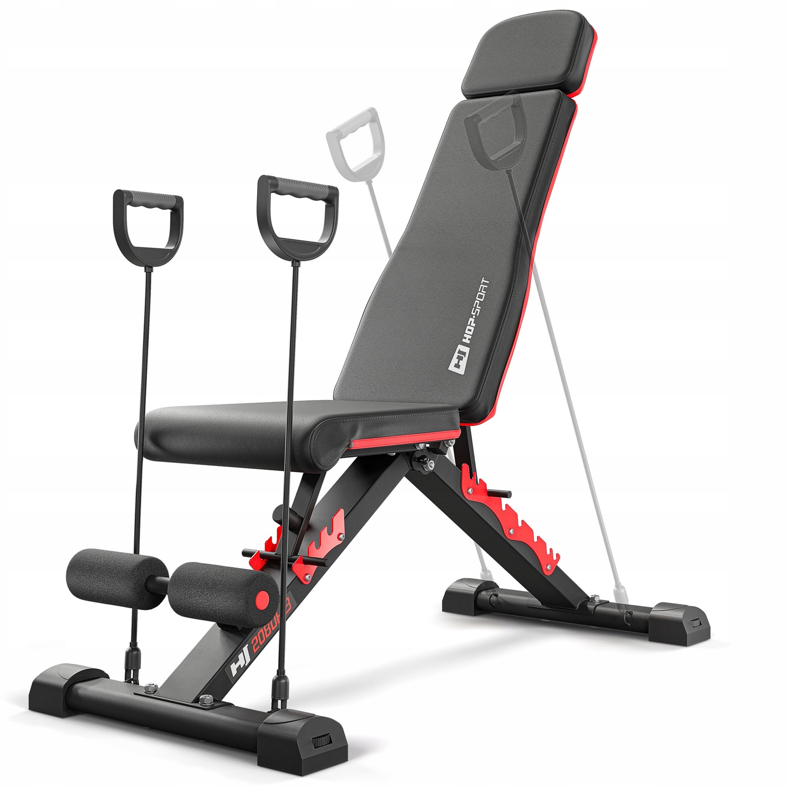 Ławka treningowa z ekspanderami regulowana hopsport 250 kg składana skośna