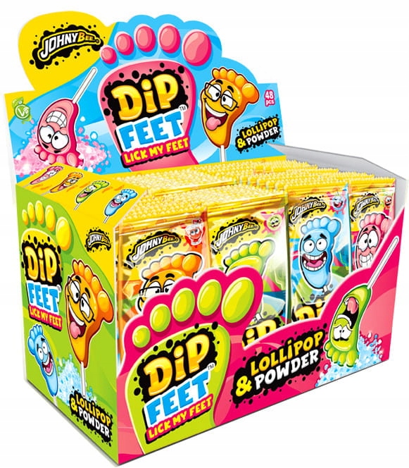 Levně Johny Bee Lízátko Dip Feet S Oranžádkou 48KS (9G)