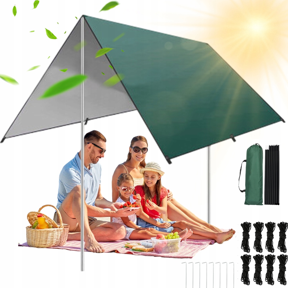 Tarp Płachta Biwakowa Żagiel Wodoodporna Mata Piknikowa Z Pokrowcem