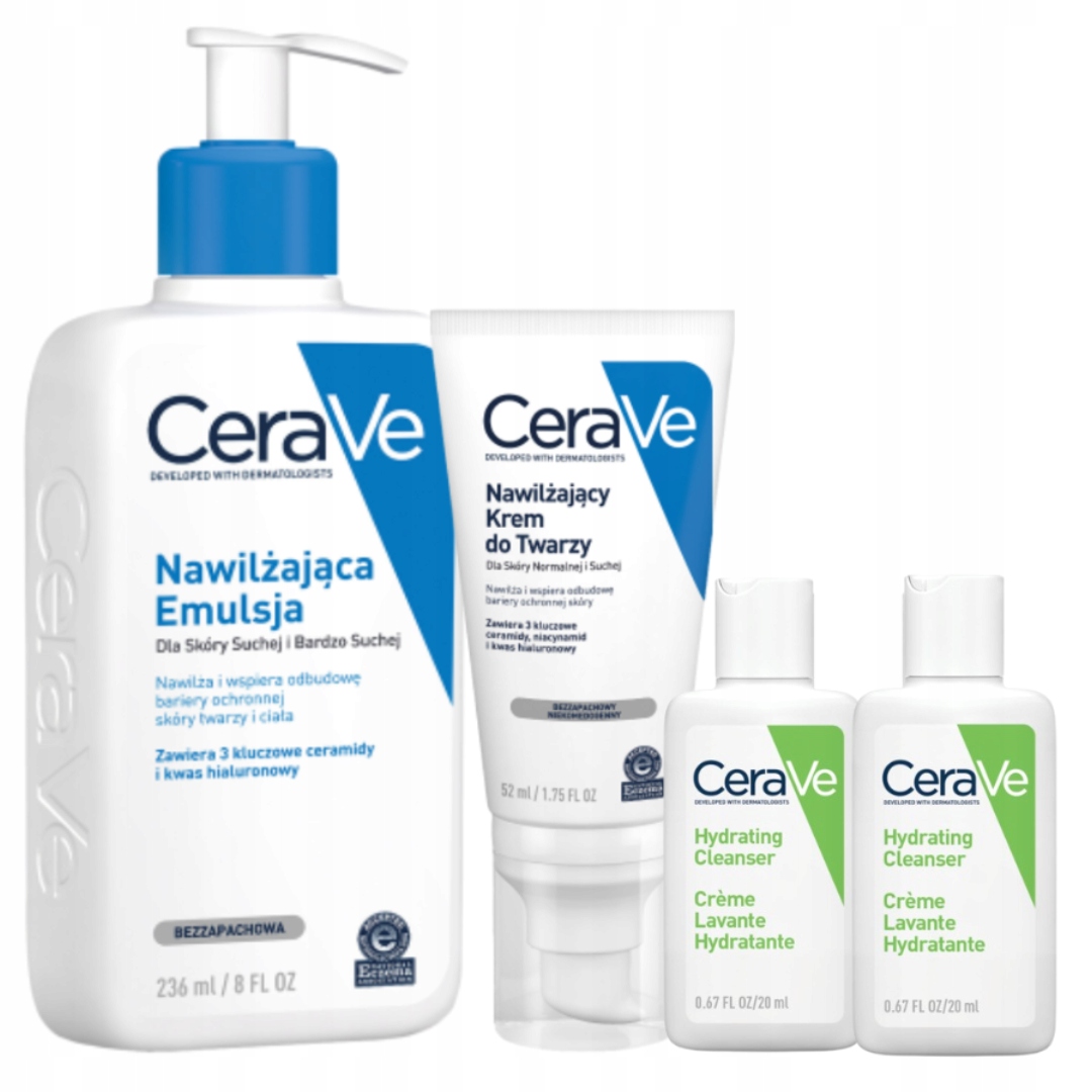 CeraVe Zestaw Emulsja Nawilżająca 236ml Krem Nawilżający do Twarzy 52ml