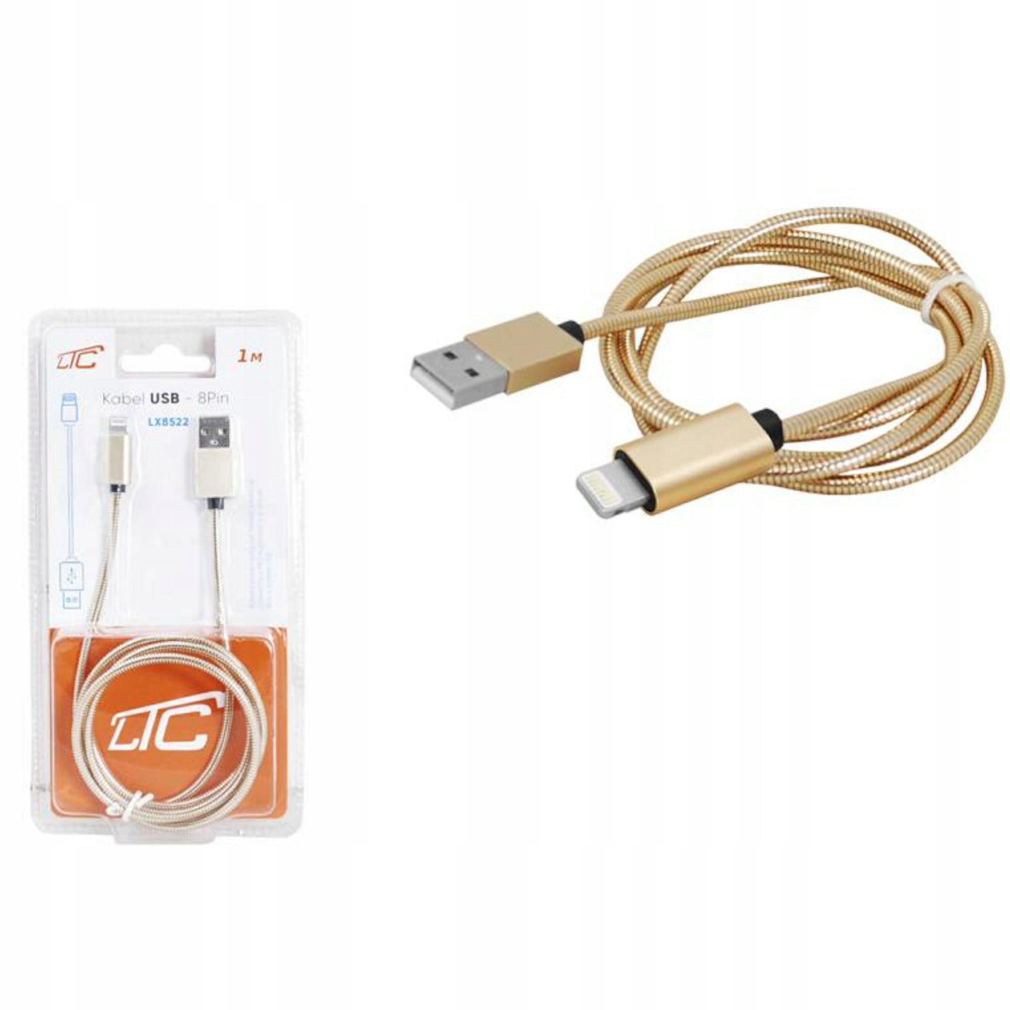 

Kabel Usb - Iphone Lightning 1M Złoty Oplot