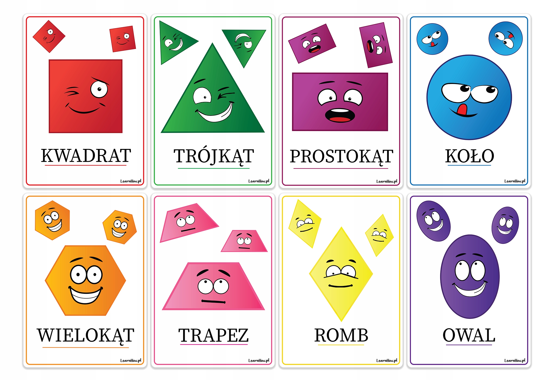 

Plansze Edukacyjne Figury Geo x8 Kart 21 x 15CM