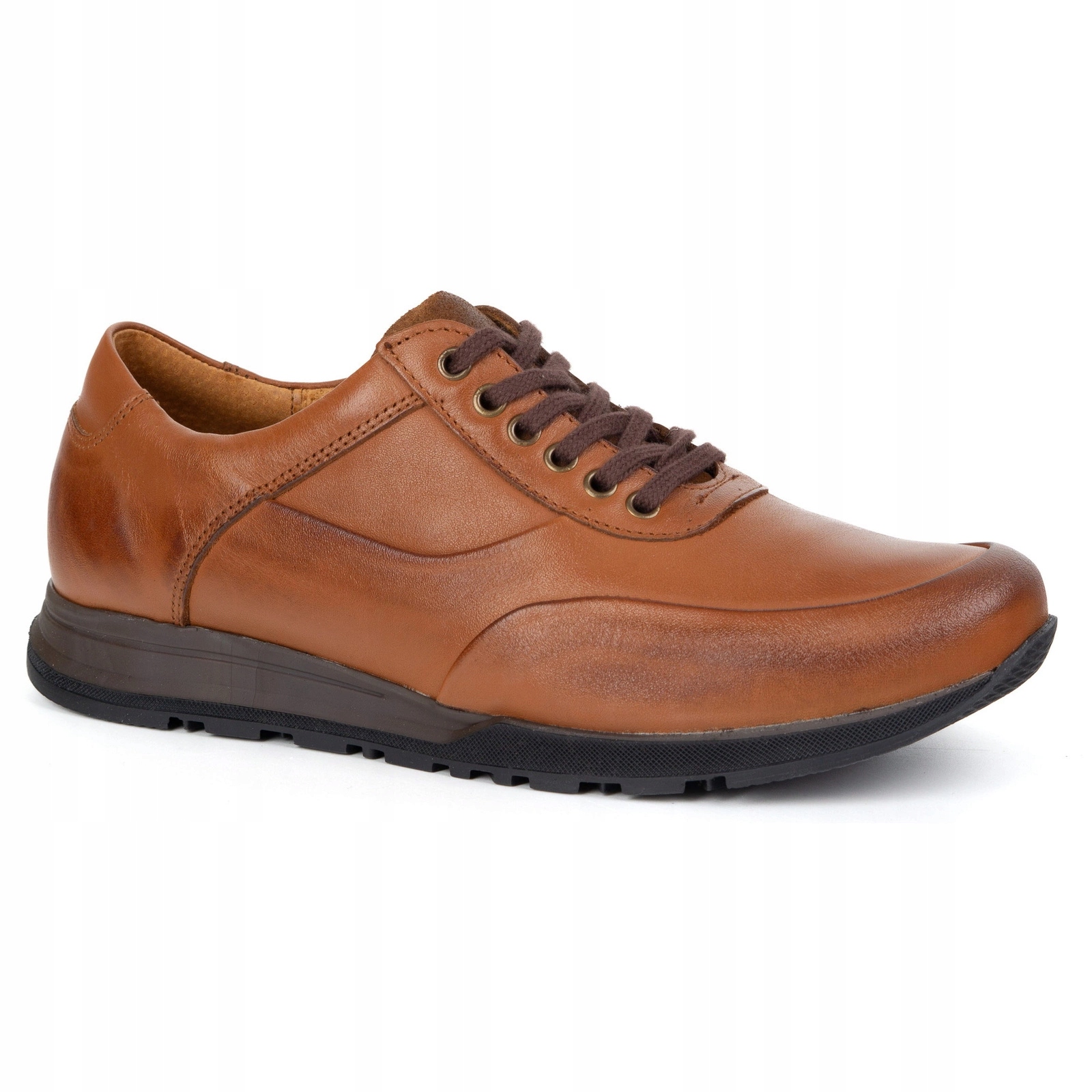 Buty męskie skórzane sportowe casual sznurowane Polskie 902KNT brązowe 44