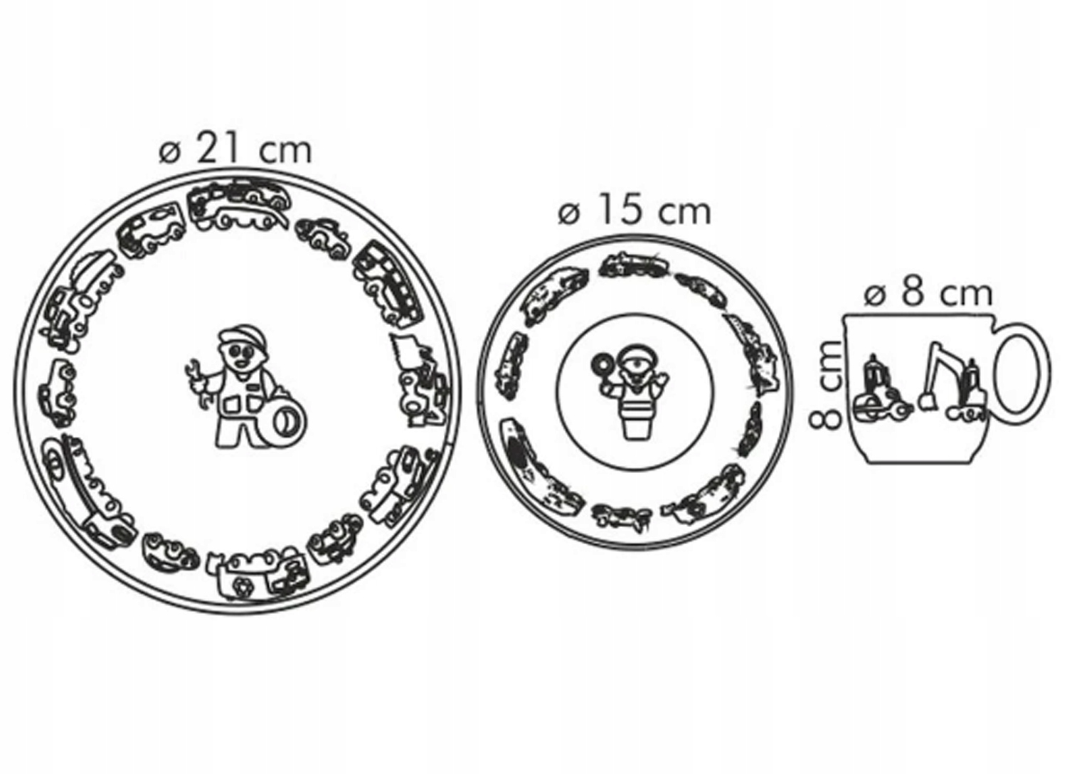 TESCOMA ZESTAW KOMPLET STOŁOWY NACZYŃ ZASTAWA DZIECIĘCA BAMBINI AUTKA 3el. Marka Tescoma