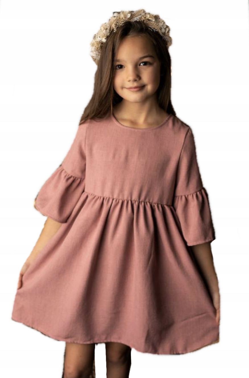 Sukienka wizytowa boho Lily Grey puder róż 146