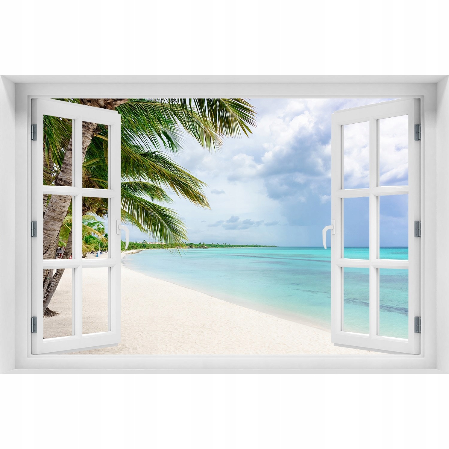 

3D Okno Naklejka ścienna Tropikalna plaża 90x60