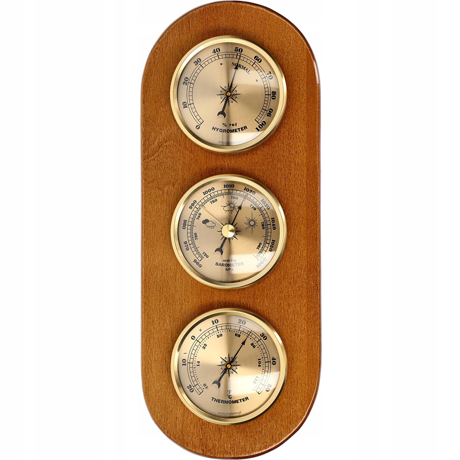 Stacja pogody Higrometr Barometr Termometr drewno retro