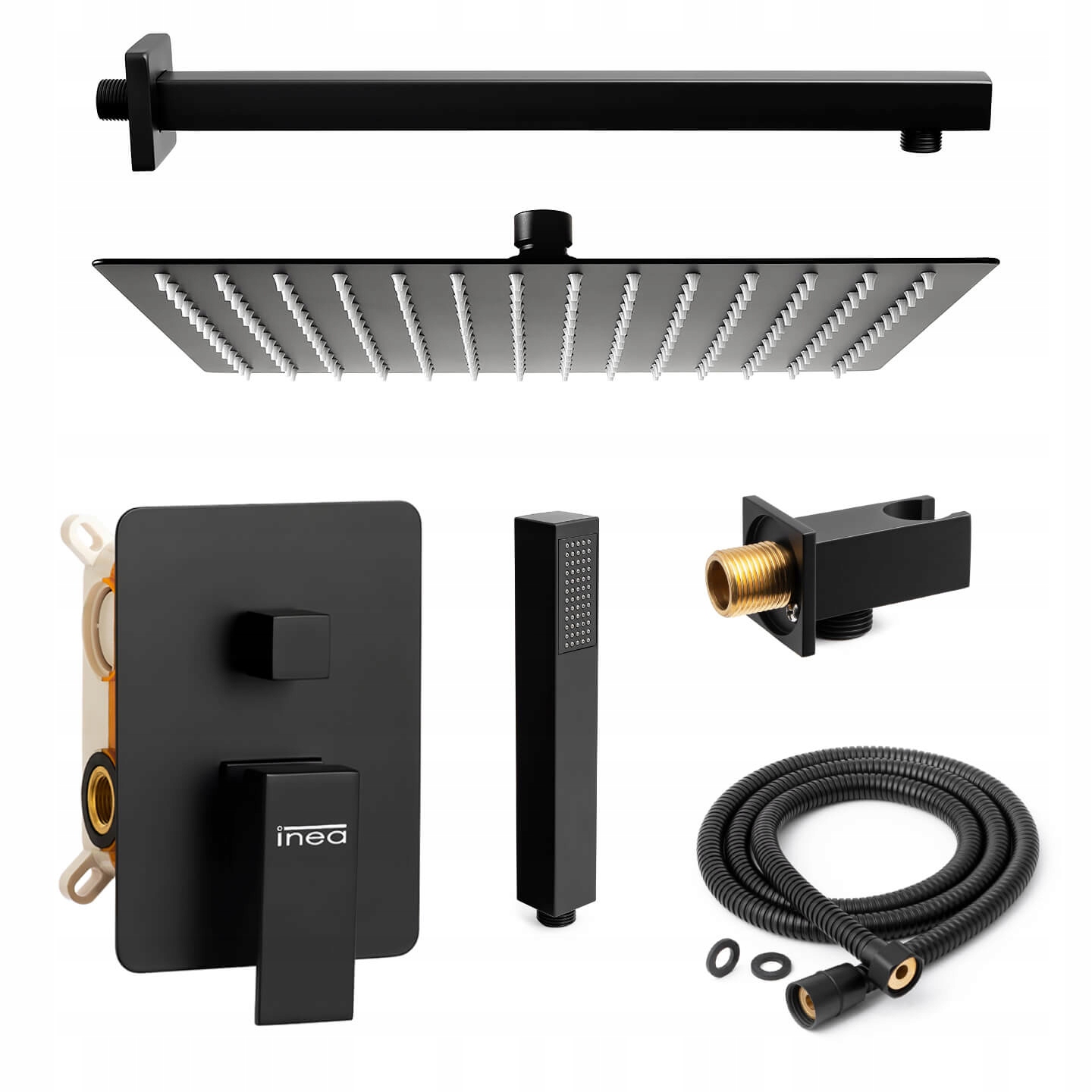 Podomietkový Sprchový Set Čierny Matný Sprchový S Veľkou Dažďovou Sprchou 30 CM