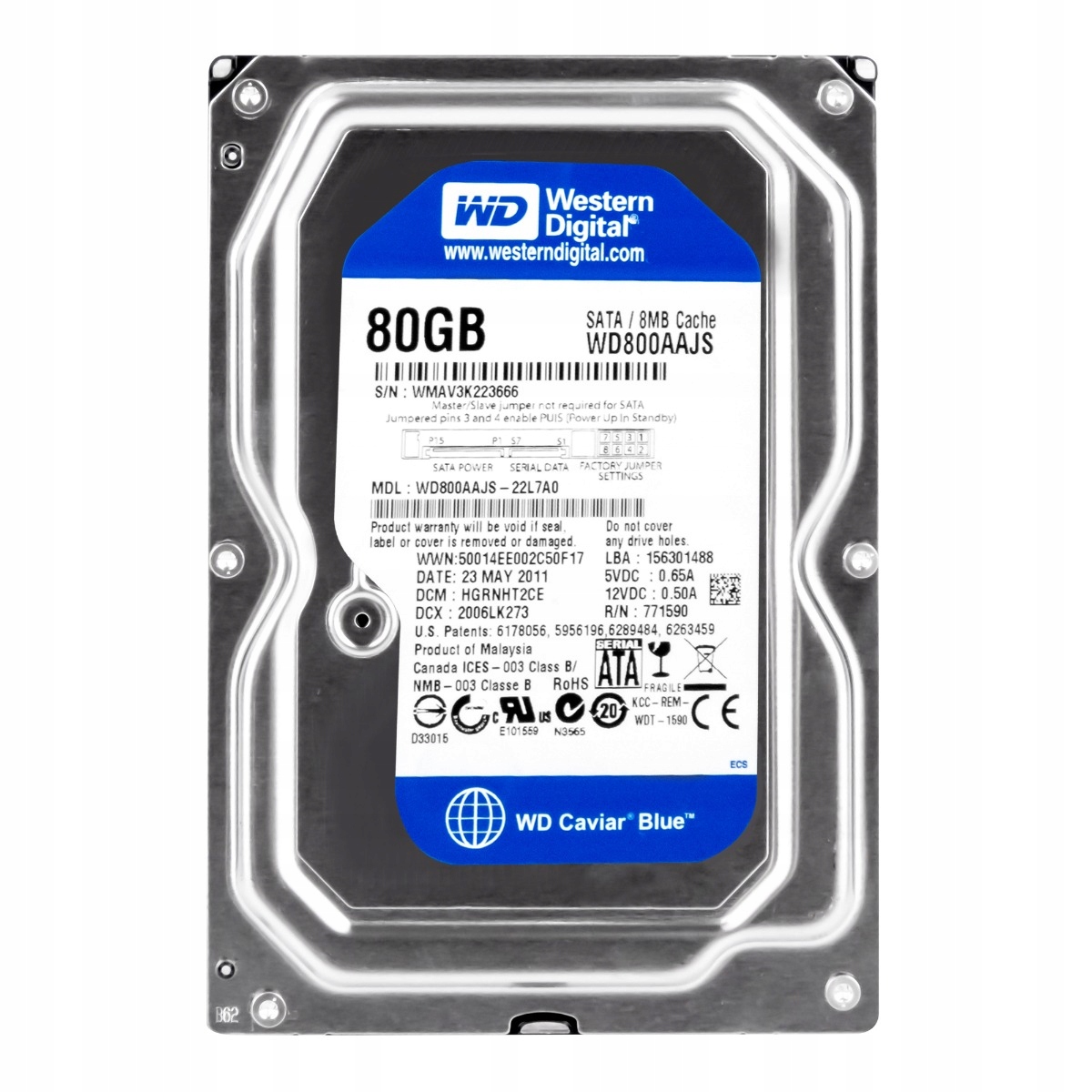 Wd Caviar Blue 80GB 7.2K 8MB Sata II 3.5'' WD800AAJS