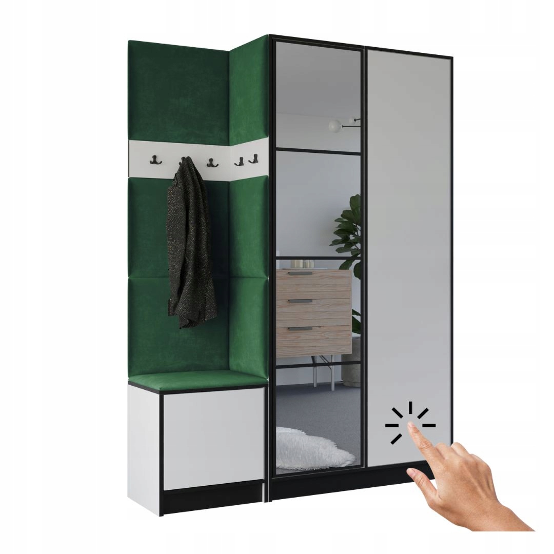 Šatní skříň Costa 13 bílá zelená tkanina Vzor 1