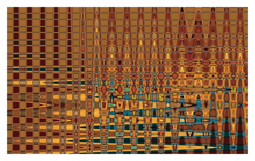 Tapeta Abstrakcia Geometria vlny mozaika tyrkysová Oranžová vinylová 254x184