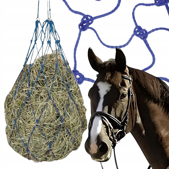 SIATKA NA SIANO DLA KONIA mocna niebieska worek Kerbl oczko 10 cm