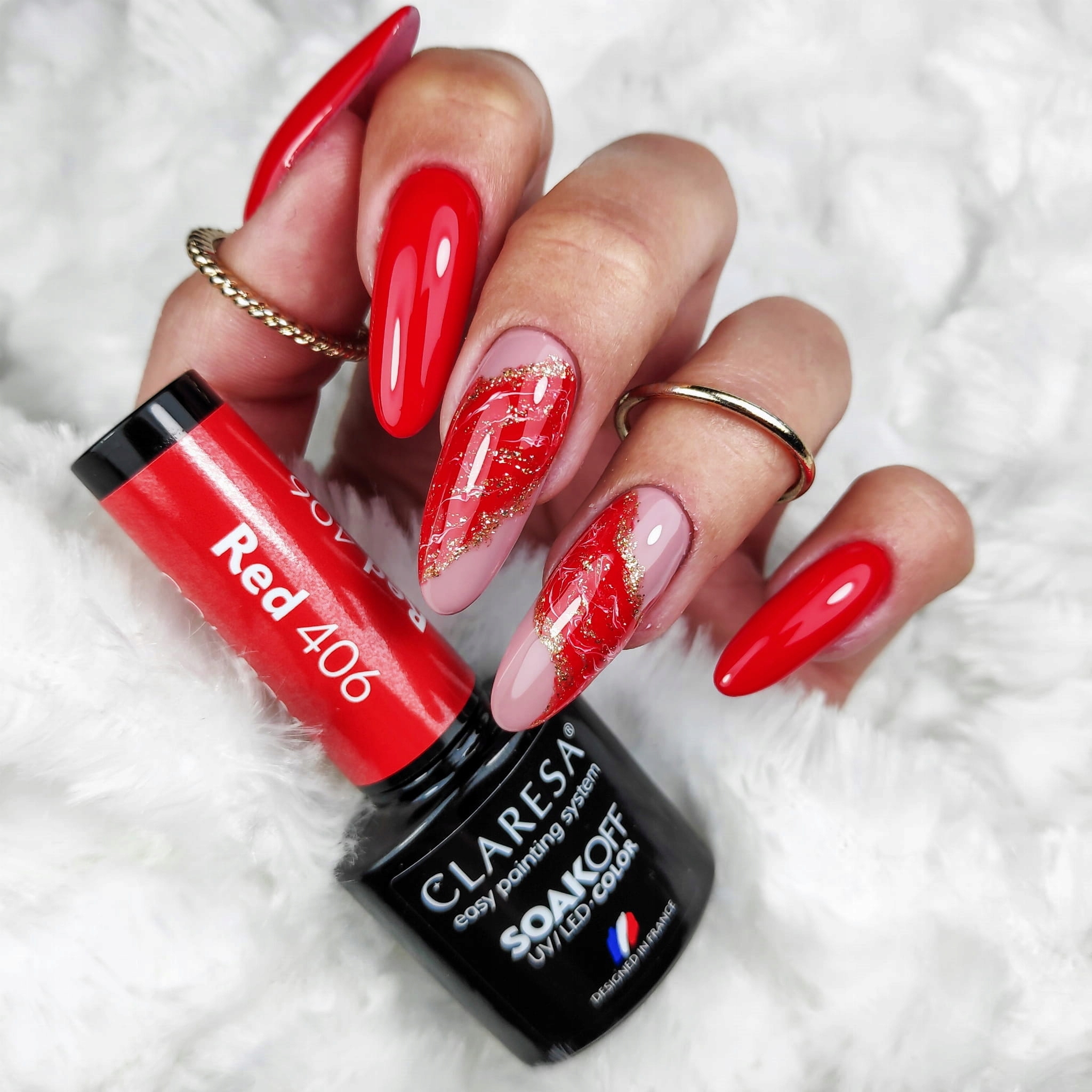 Claresa Lakier Hybrydowy do paznokci RED 406 czerwony Kolekcja Rainbow Explosion