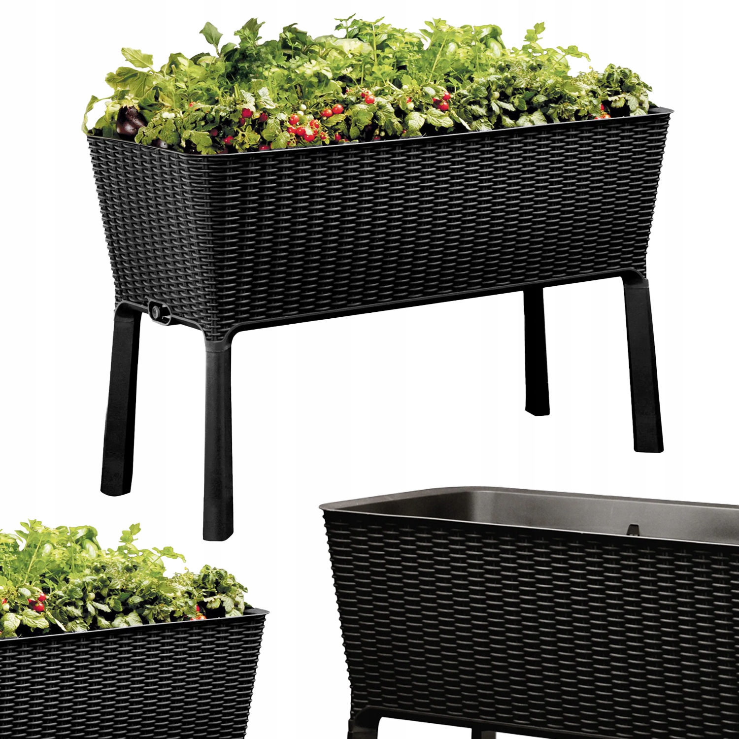 Záhradný kvetináč na nožičkách Škatuľa Keter Easy Grow 120L na kvety a bylinky