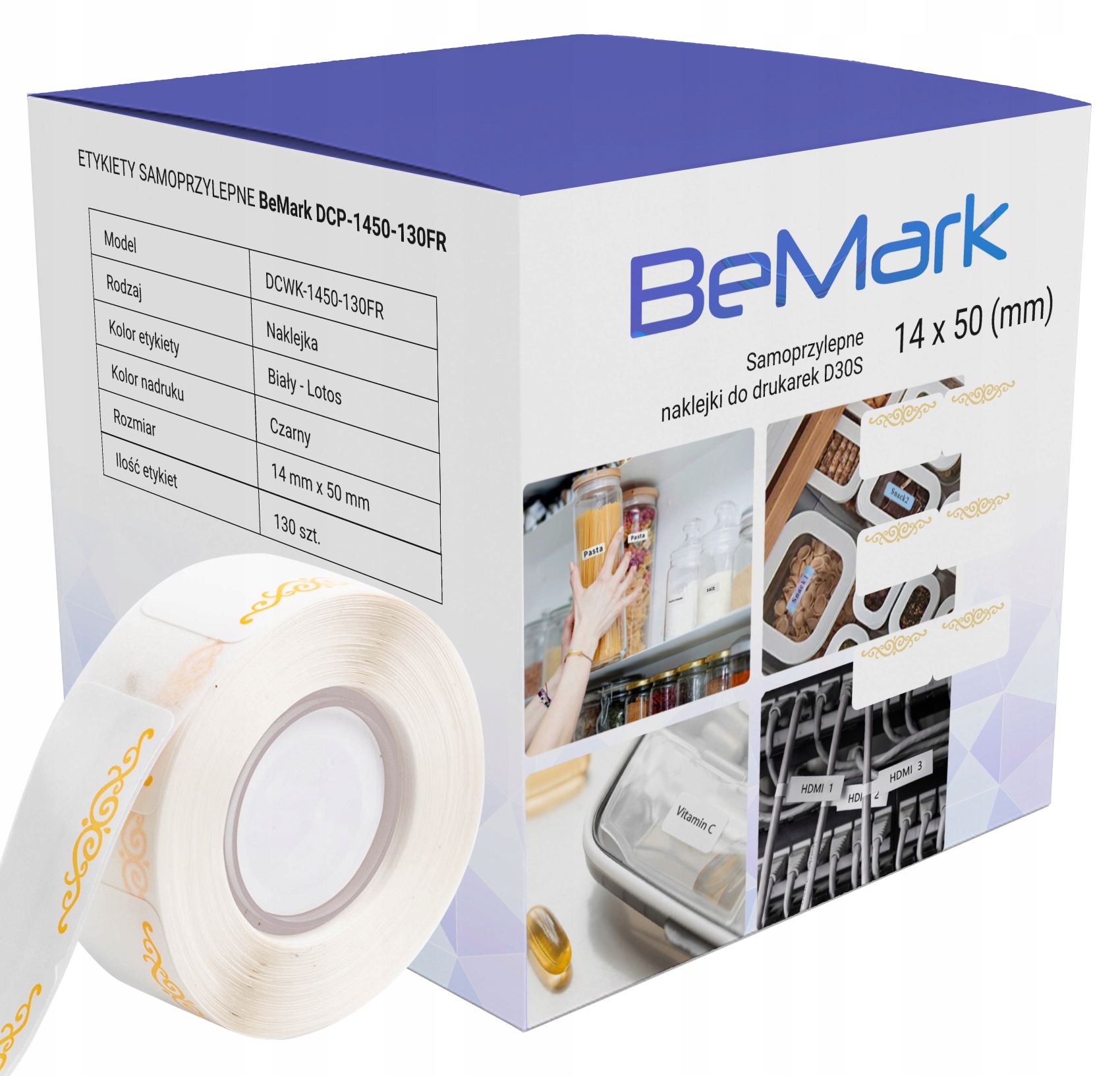 

BeMark naklejki termiczne do D30S 14x50mm 160szt