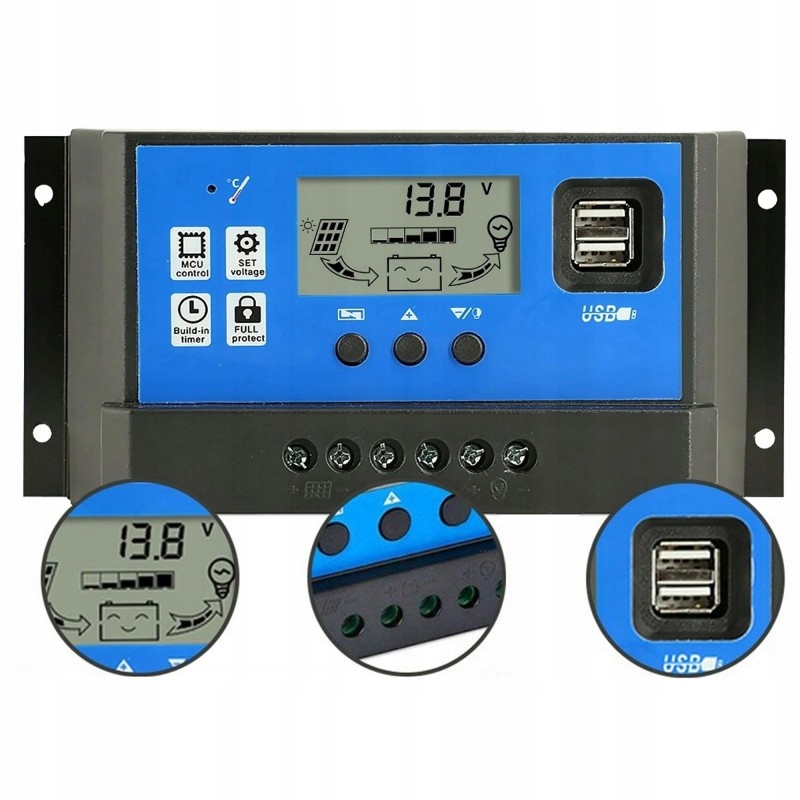 Regulator Ładowania Kontroler Solarny 60A 12/24V
