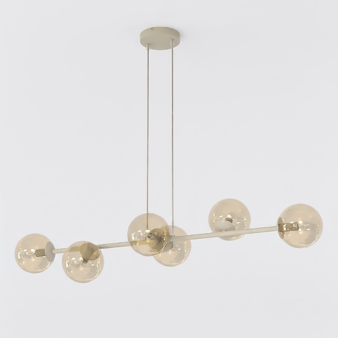 Závesná lampa Magnus 6 Mokka Amber industriálna E14, béžová, 6-bodová