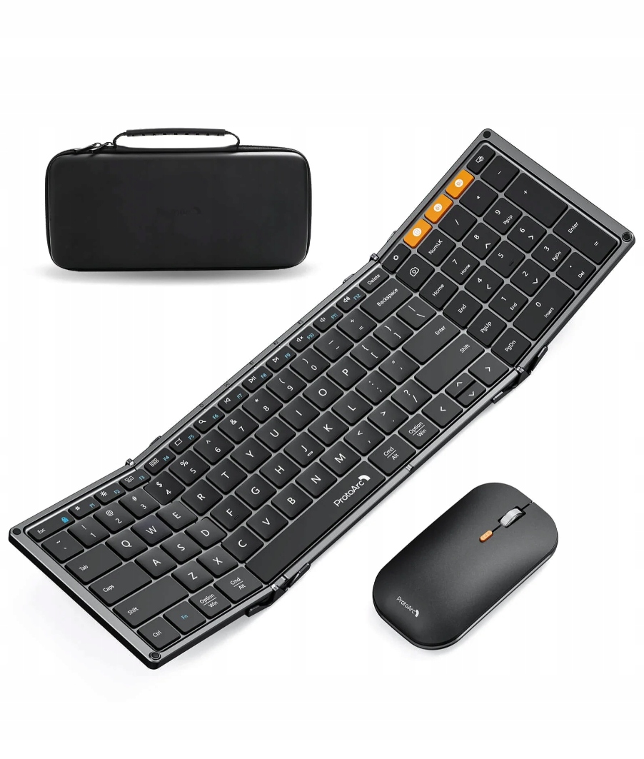 ProtoArc XKM01 Klawiatura Składana Mysz 2,4G Bluetooth Qwertz Naklejki