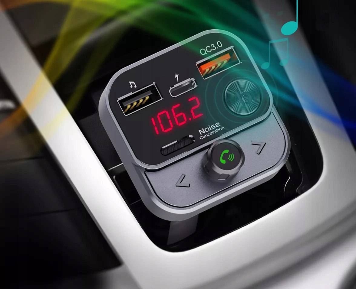 TRANSMITER BLUETOOTH AUDIO FM MP3 BT SZYBKA ŁADOWARKA 3X USB USB-C QC 3.0 Stan opakowania oryginalne