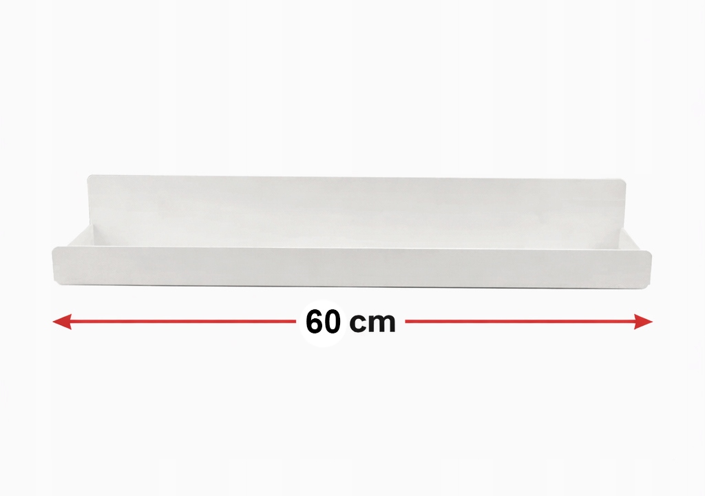 Pevná Polica Pod Zrkadlo Alu Biela 60 cm, montáž na Skrutky, výrobok Poľský