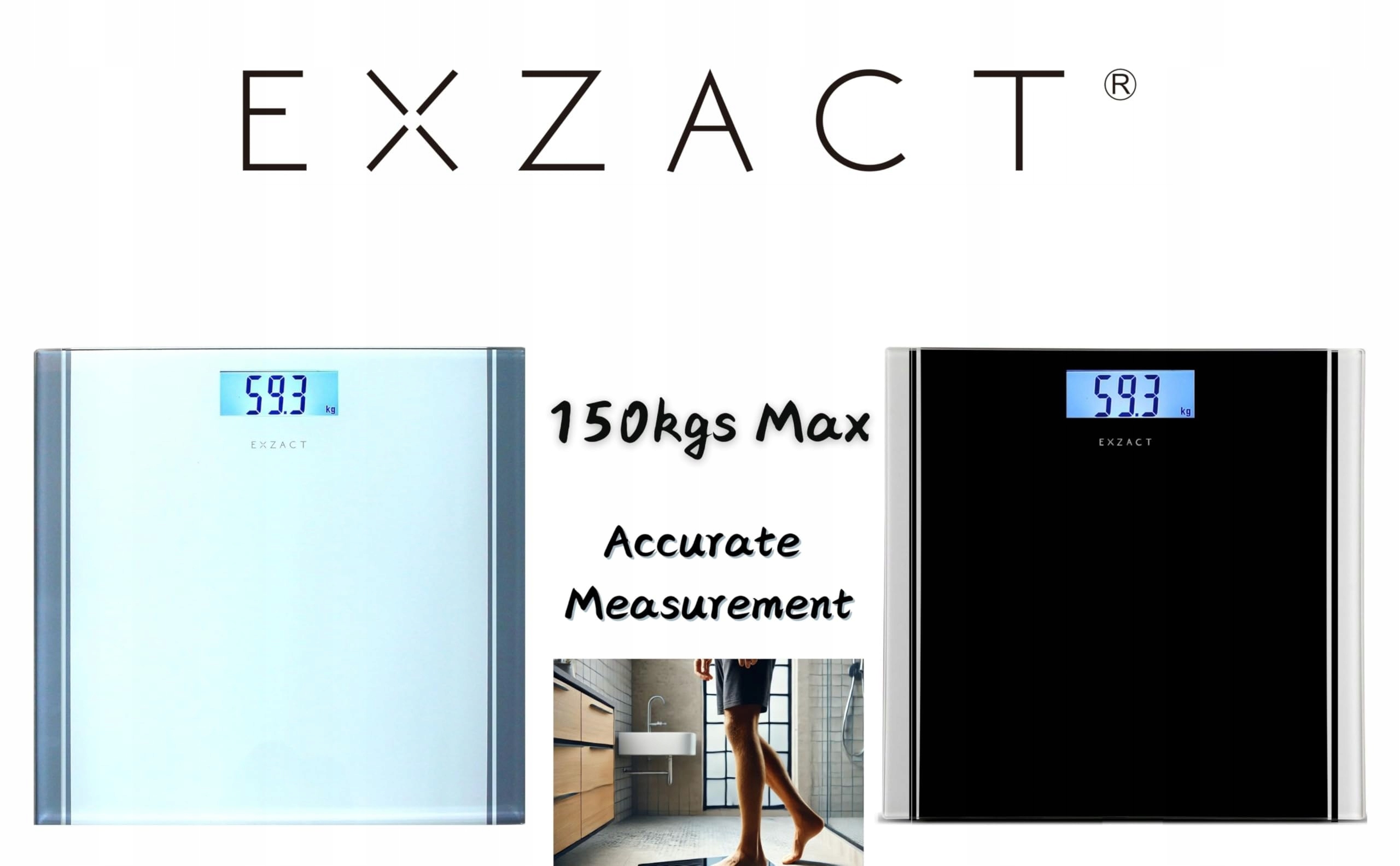 EXZACT Cyfrowa Waga Łazienkowa Elektroniczna 180kg LCD Biała — miniatura 9