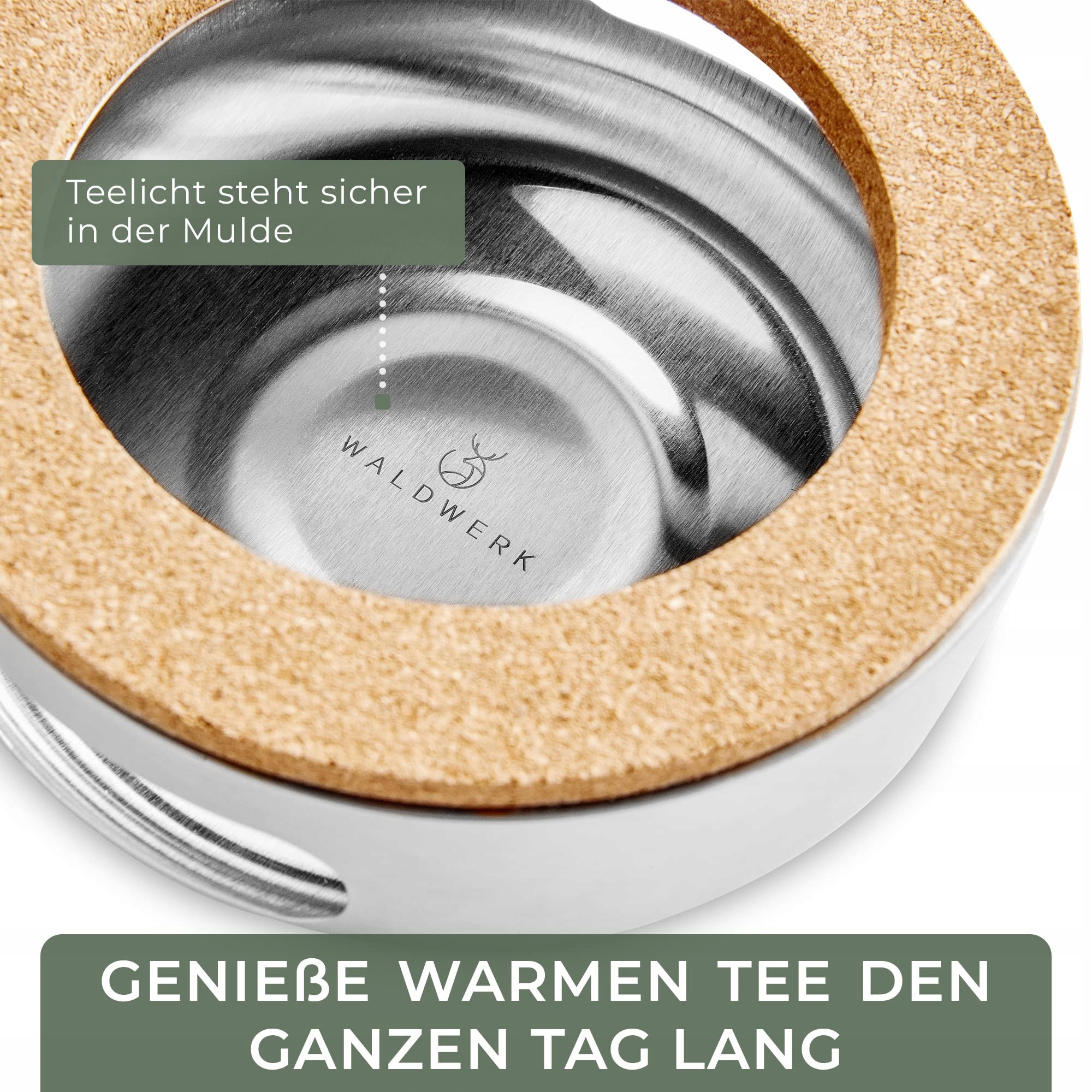 WALDWERK Dzbanek Do Herbaty Z Podgrzewaczem 1,1L Stal Nierdzewna 304 — miniatura 3
