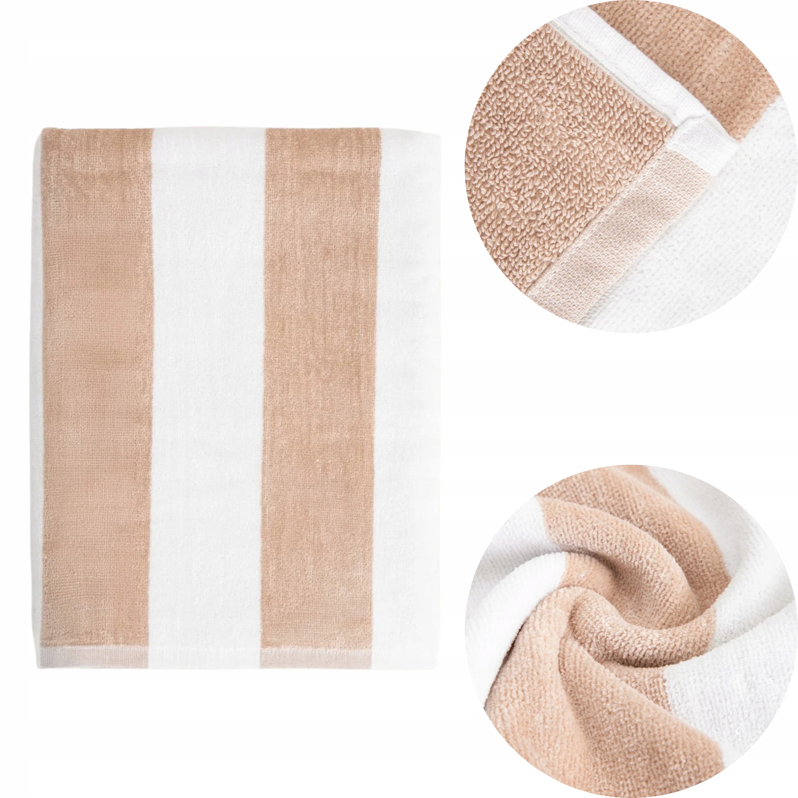Ručník Lawena s bílo-béžovými pruhy 100 x 150 cm Homla