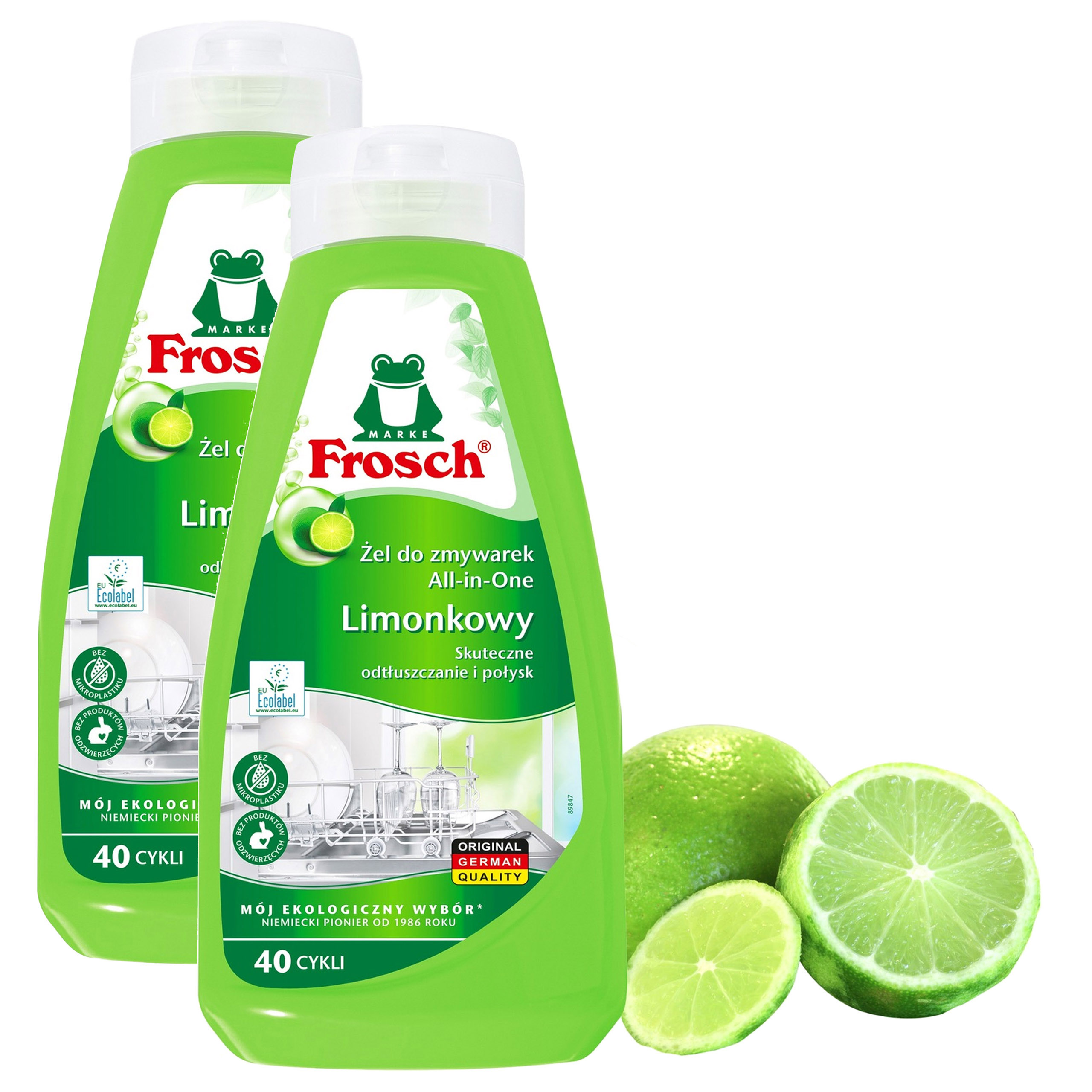 Frosch Limetkový gel na mytí nádobí v myčce nádobí 2 x 650 ml