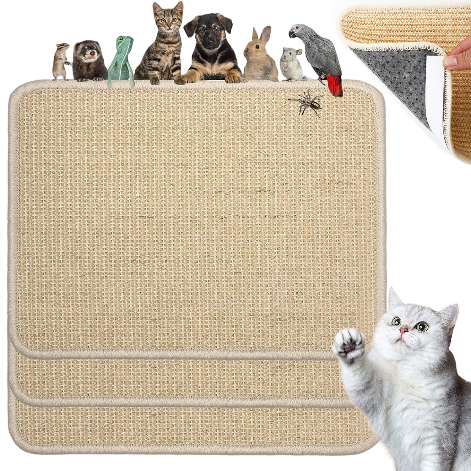 Levně 3 Škrabadla Pro Kočky Z Ječmene O Rozměrech 50 X 25 CM Pro Stěny A Pohovky