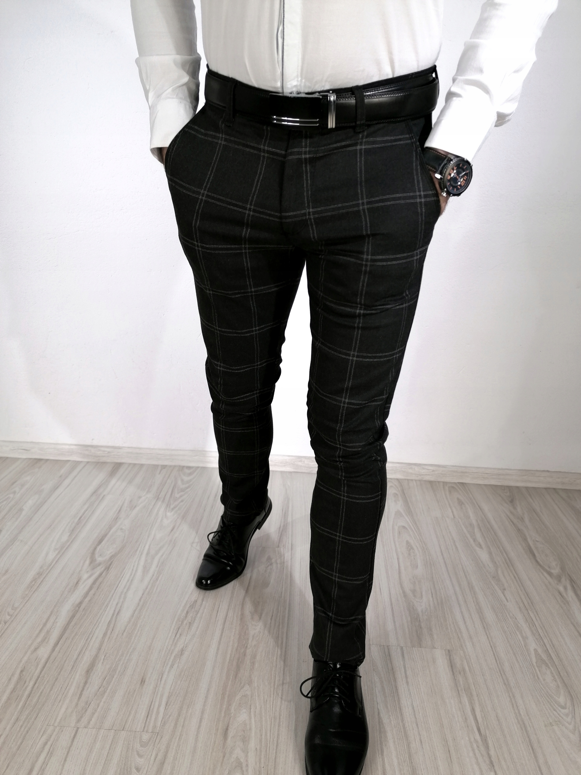 2S Męskie grafitowe eleganckie spodnie w kratę 36 Kod producenta 306