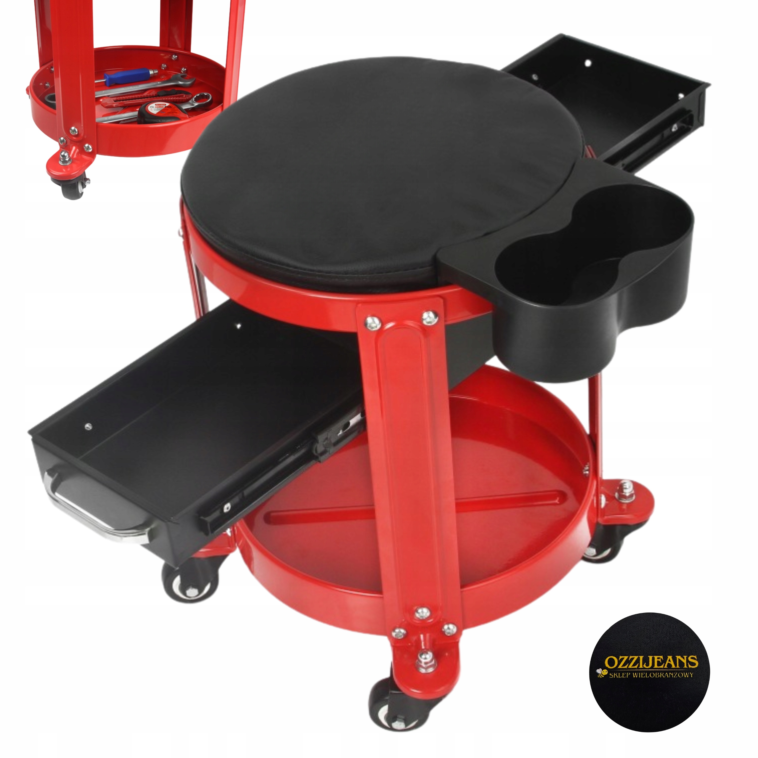 Mobilní Stolička Do Dílny S Zásuvkami, Otočná Kovová Police, Atv
