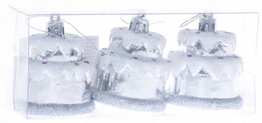 

Bombki Tort srebrny 3 sztuki 5cm