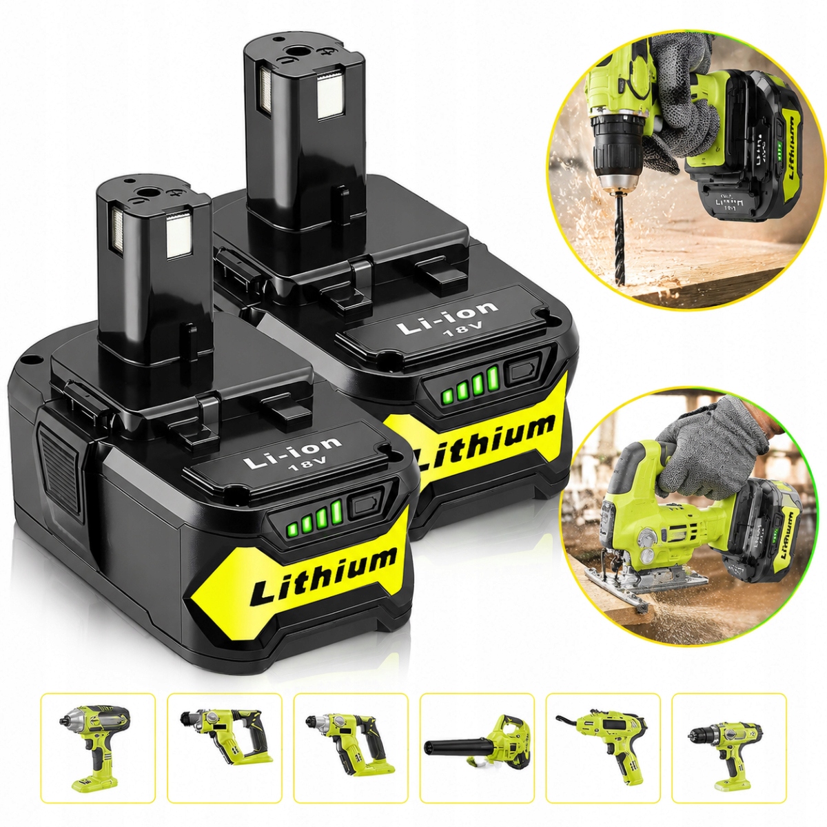 2SZT Akumulator Bateria 6.0Ah Li-ion 18V Do Ryobi