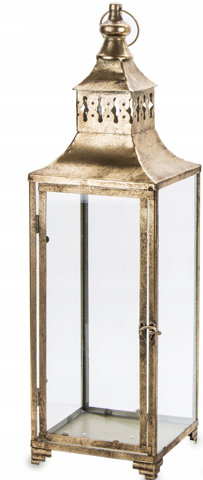 LAMPION LATARNIA ŚWIECZNIK METALOWY ZŁOTY L