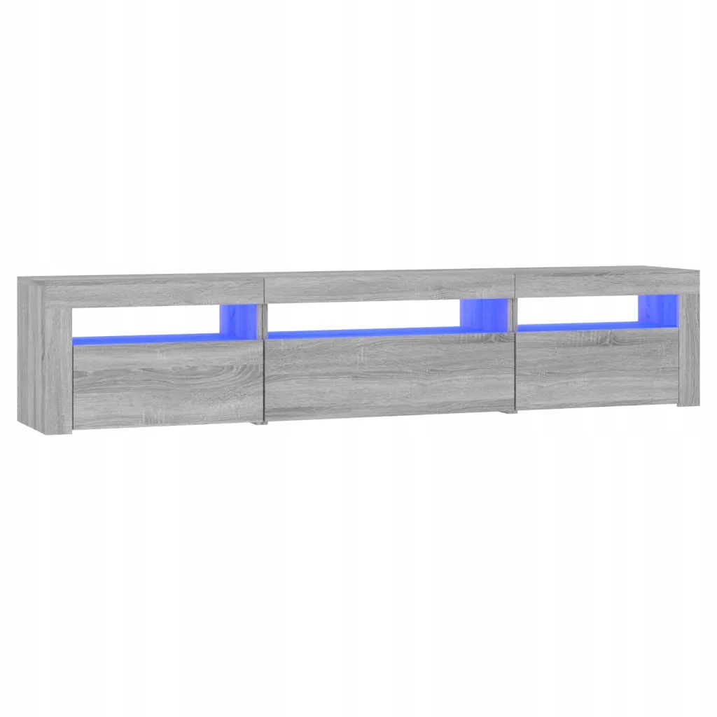 Tv skříňka s Rgb Led osvětlením, dřevěná, šedý dub sonoma, 195 x 3