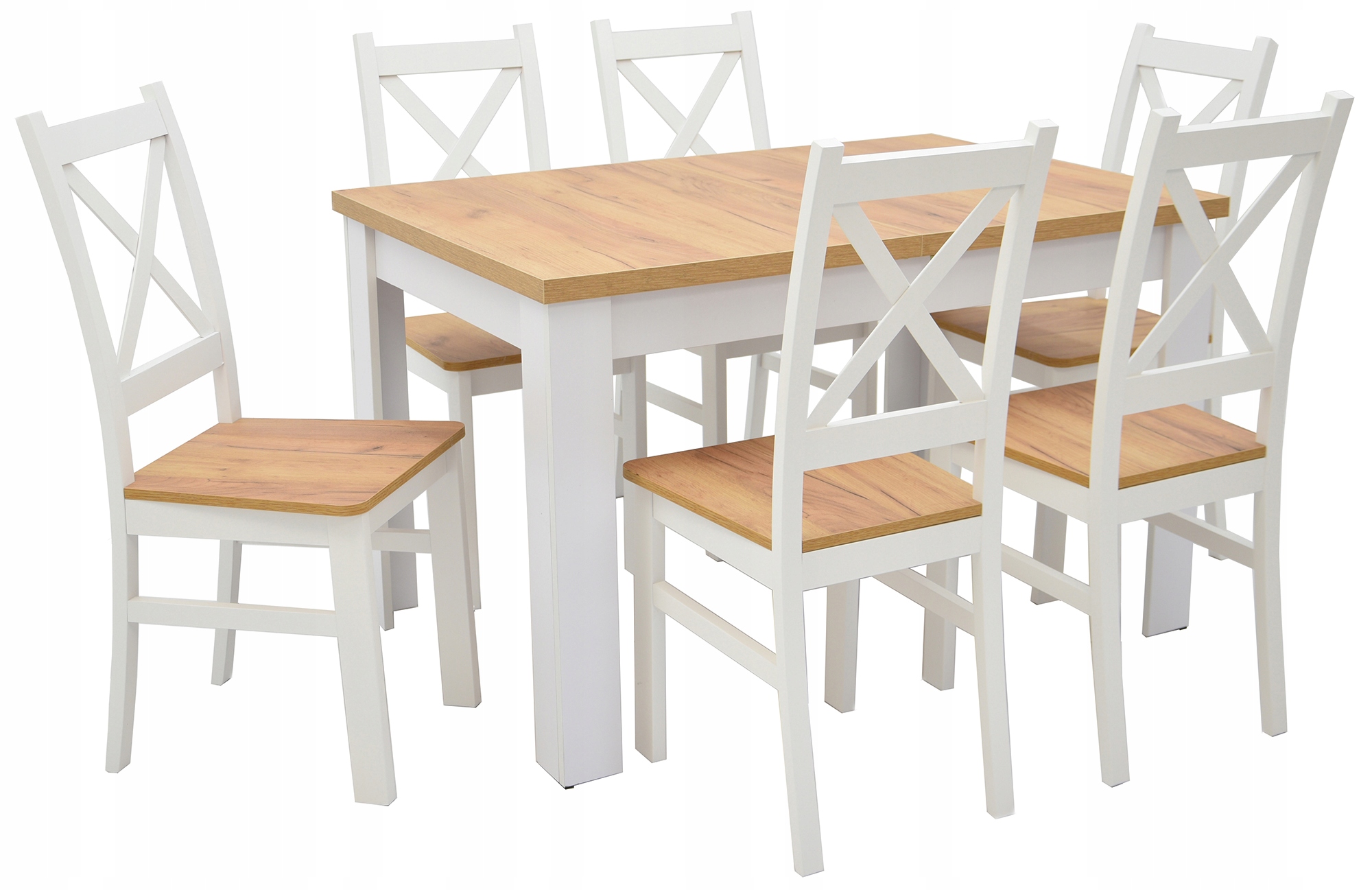 6x krzesło Krzyżak i stół 80x120/160 DĄB CRAFT