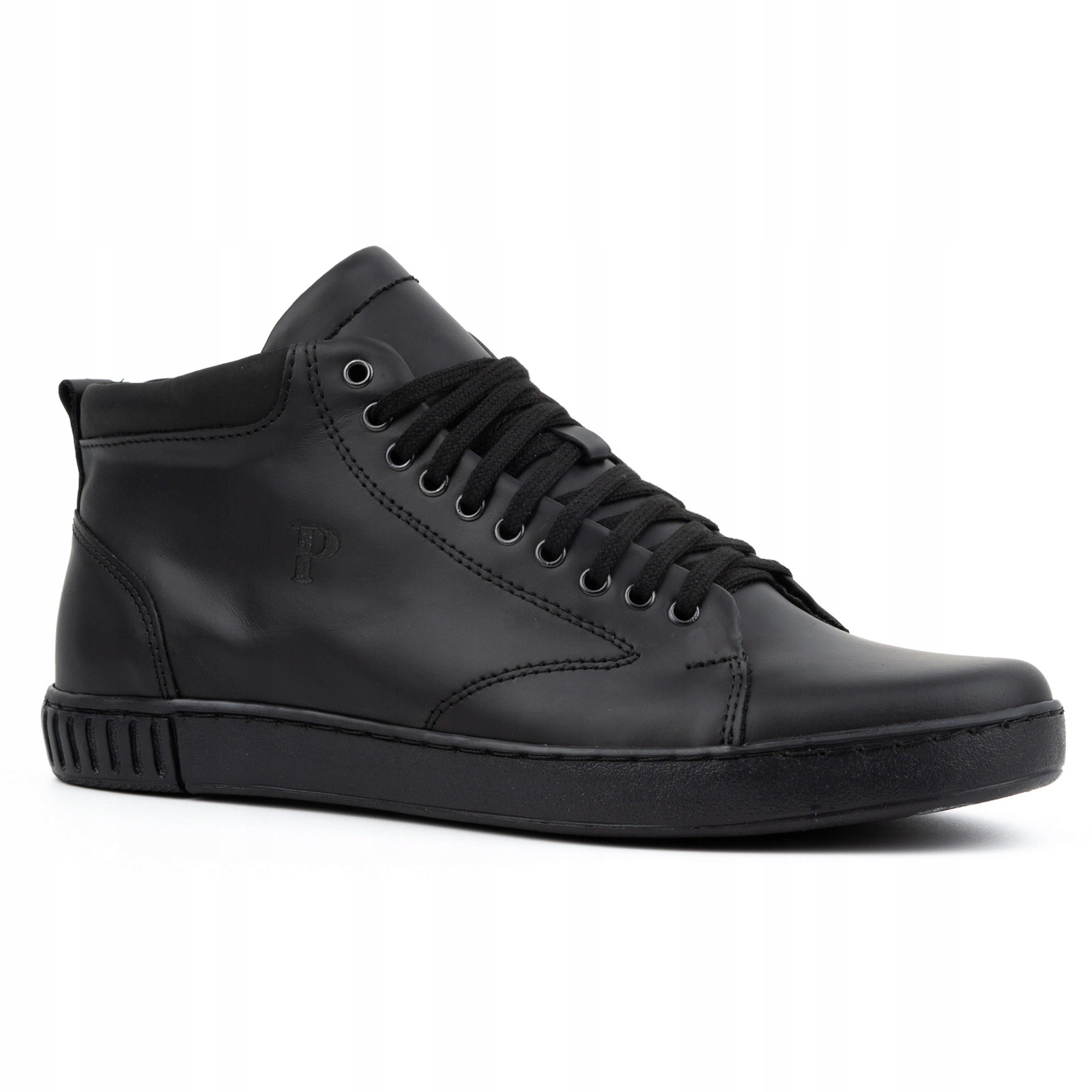 Pánské kožené boty Sneakersy nad kotník 2108 černé 41