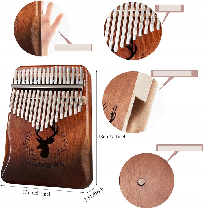 KALIMBA PRZENOŚNE AFRYKAŃSKI PIANINO ZANZA MBIRA Kod producenta KAL001