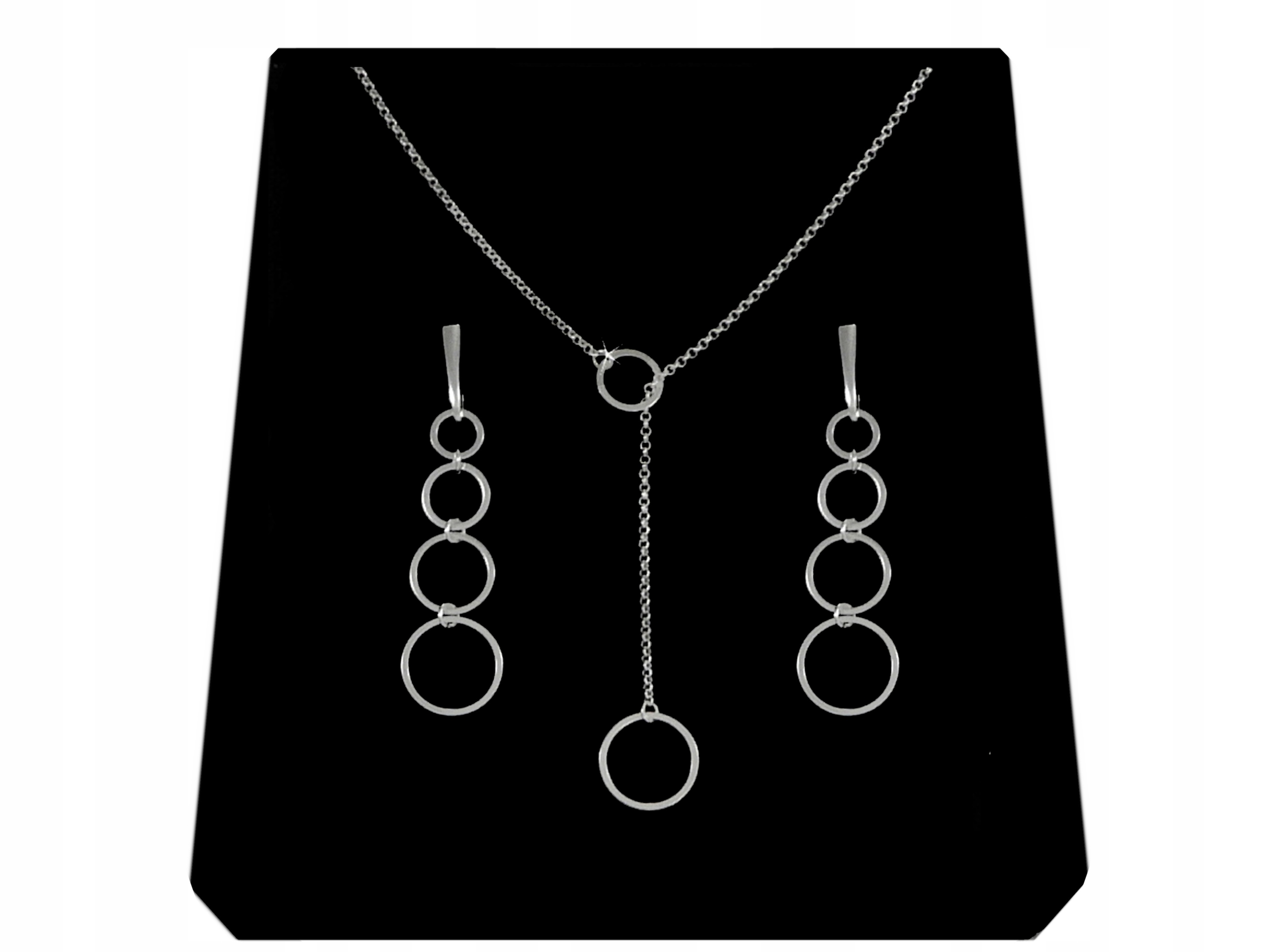 

Komplet Krawat Kółko Ring srebro 925