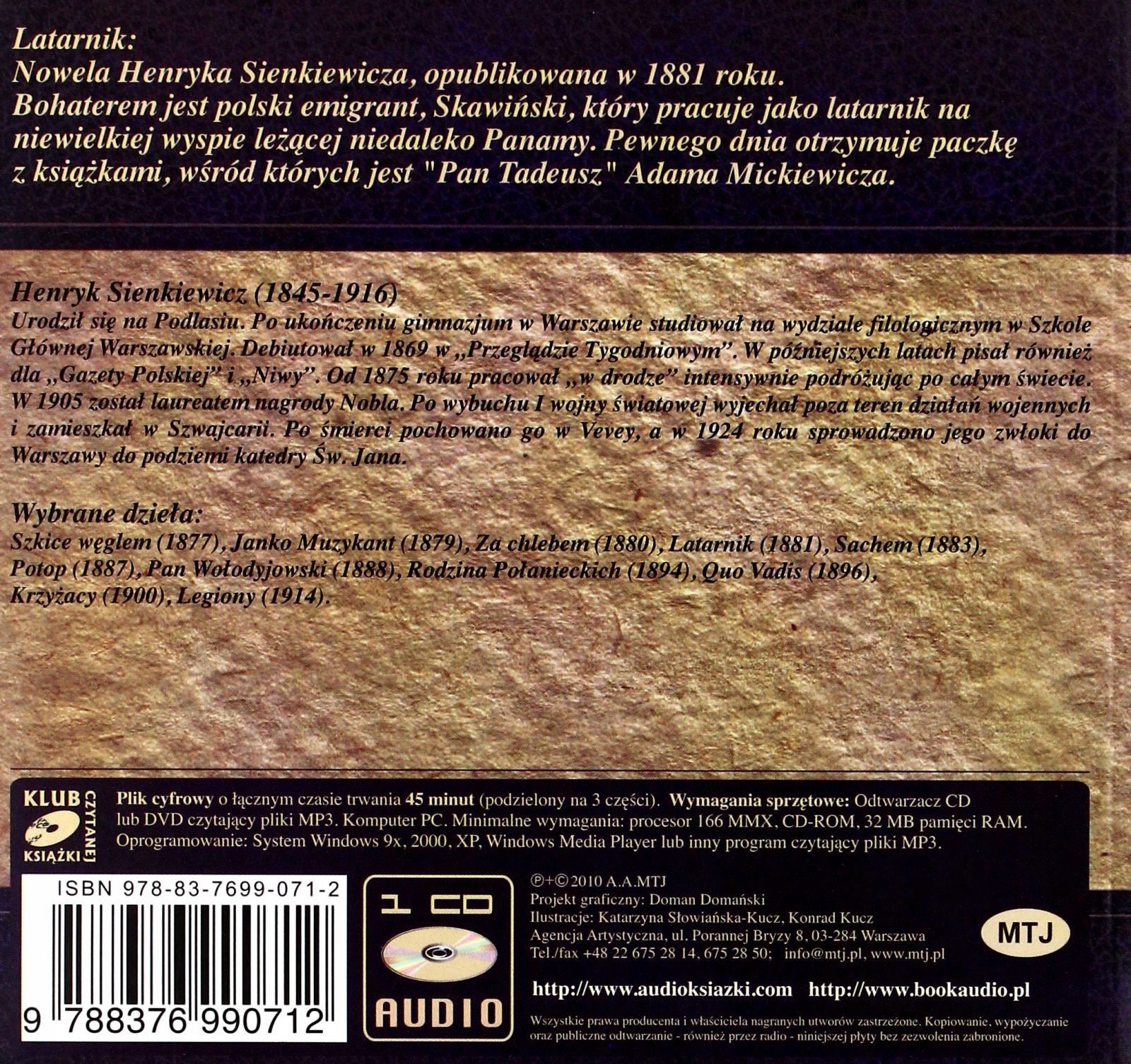 LATARNIK - HENRYK SIENKIEWICZ [AUDIOBOOK] [CD] Stan opakowania oryginalne