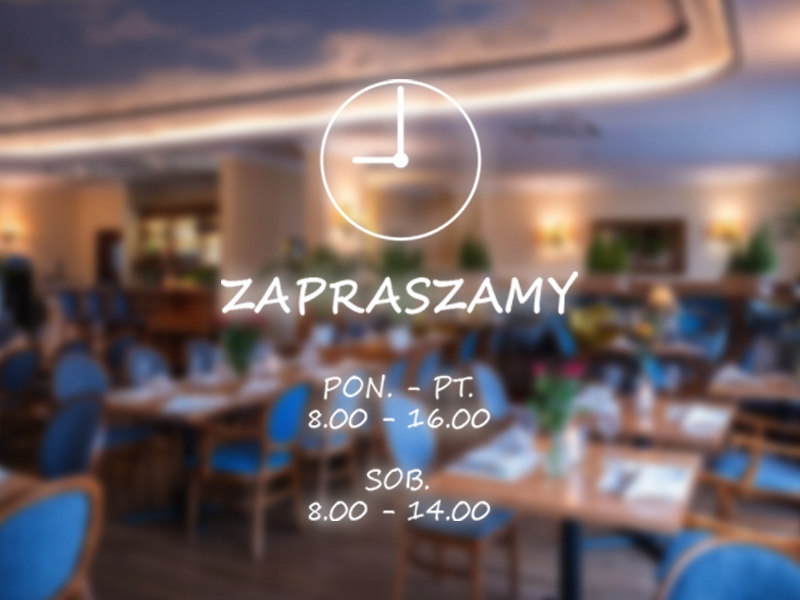 NAKLEJKA NA DRZWI, ZAPRASZAMY + Godziny Otwarcia - ODBLASKOWA| HOLOGRAM Producent Inna