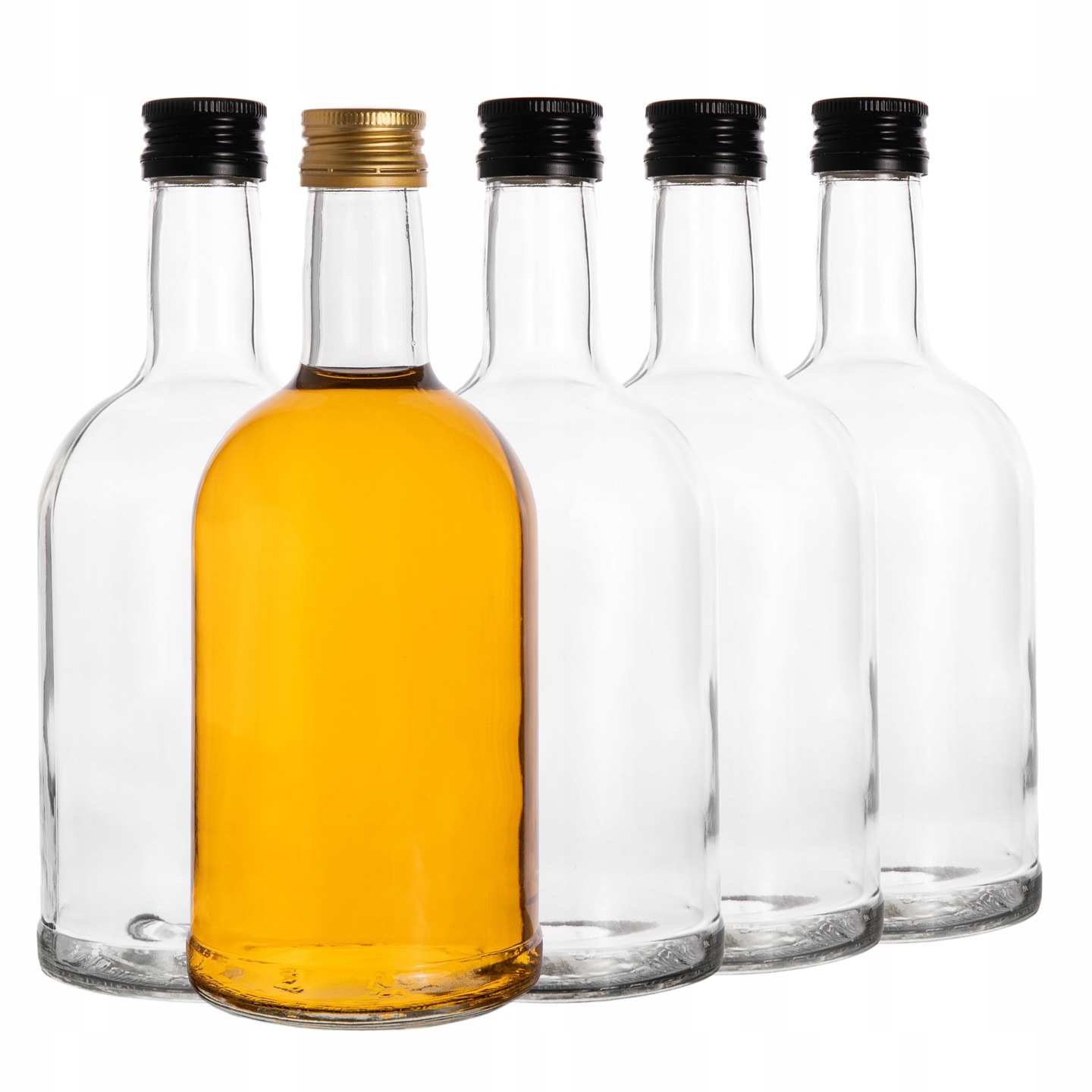 50 Ks skleněných lahví Tadeusz 0,5 l 500 ml se šroubovacím uzávěrem, bezbarvé na alkohol