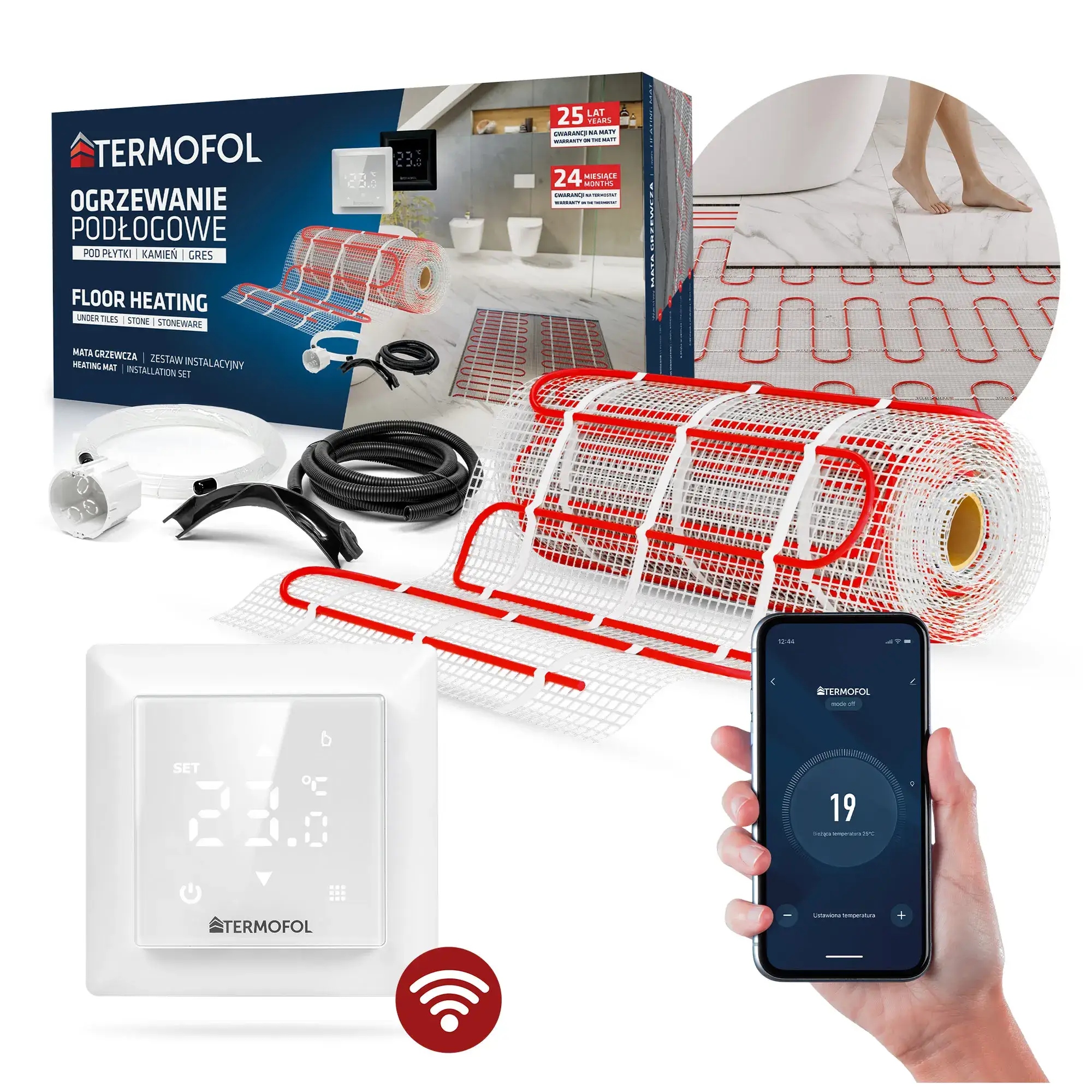 Zestaw -mata Grzewcza powierzchnia 1m2 szerokość 50cm 150W TF-H6 Wifi