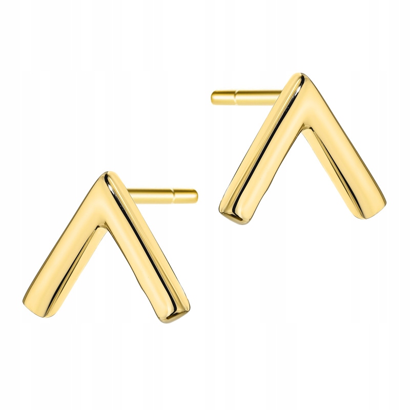 Zlaté Náušnice Dámské pr. 585 Geometrický tvar písmene V 14k
