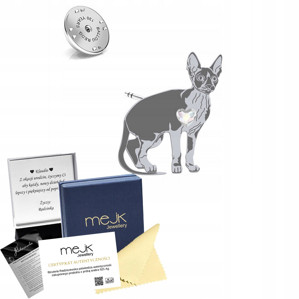 Odznak s kočkou Cornish Rex 925 Brož žena Dárek Dedikace